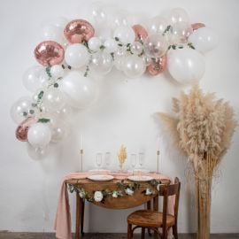 Kit Arche de 70 Ballons Blanc et Rose Gold