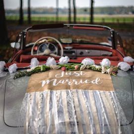 Kit voiture mariage romantique jute et dentelle