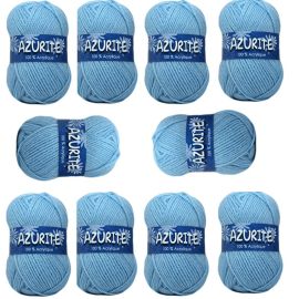 10 Pelotes de laine Azurite Acrylique Bleu Ciel 