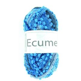 fil à tricoter à écharpe pompoms Turquoise Ecume