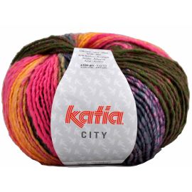 pelote de fil à tricoter Katia City Rose Bleu