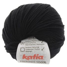 fil à tricoter Katia Mérino 100% Noir