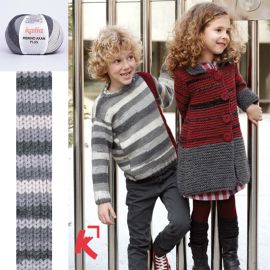 fil à tricoter Katia Mérino Aran Plus Gris et Ecru