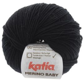 fil à tricoter Katia Mérino Baby Noir 