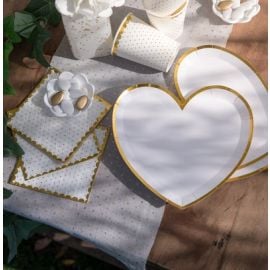 Lot de 10 Assiettes carton Forme Coeur Blanc 