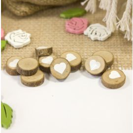 Lot de 10 mini rondins de bois impression Coeur