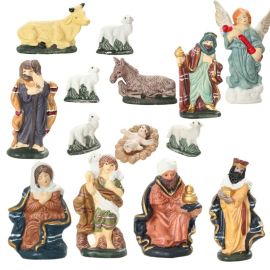 Lot de 10 Santons en porcelaine 10cm pas cher