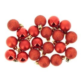 Lot de 20 Boules de noel Rouge 3cm 