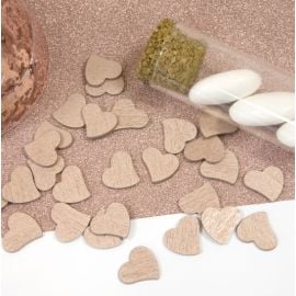 Lot de 30 petits confettis coeurs en bois métallisé Rose gold