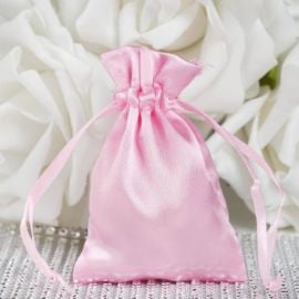 Lot de 4 Bourses a dragees en Satin Rose