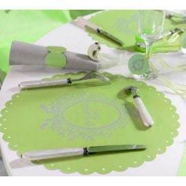 Lot de 6 Sets de table pas cher Just Married Vert anis