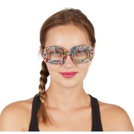 Lunettes fantaisie à strass - multicolore face - adulte