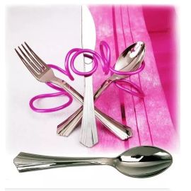 Ménagère Plastique Argent Chrome