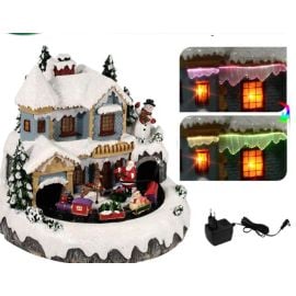 Maison de Noel lumineuse et Animé avec train