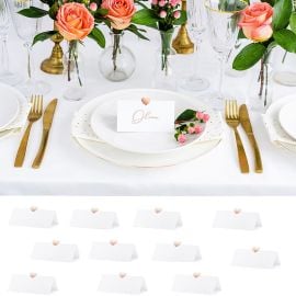 Marque place blanc avec coeur rose gold