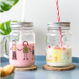 Mason jar rose Argent 120ml avec couvercle