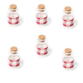 Mini fiole ruban lin vichy en verre 