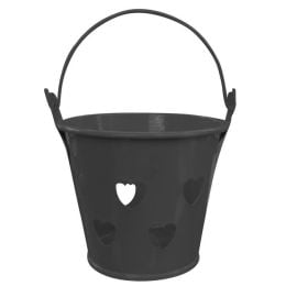 Mini seau métal Noir + coeurs
