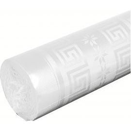 Nappe en papier damassé blanc 50 mètres x 1.18 m