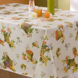 Nappe Bulgomme Imprimée Provençale - Au mètre - 140 x 280 cm - orange.