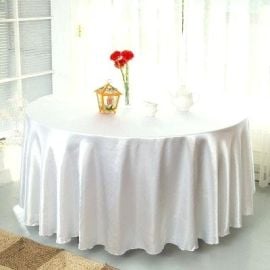 Nappe mariage en satin blanc ronde 240cm