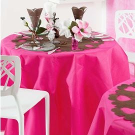 Nappe ronde mariage en tissu intissé Fuchsia 240 cm - decoration fetes pas cher - Badaboum.fr