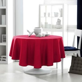 Nappe ronde rouge anti tache 180 cm en tissu 