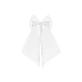 Noeud en satin et tulle Blanc 18cm x 2 pièces