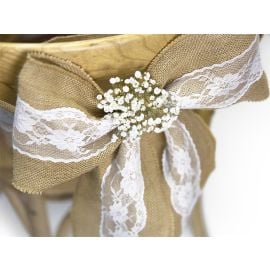 Noeud de chaise mariage en jute et dentelle