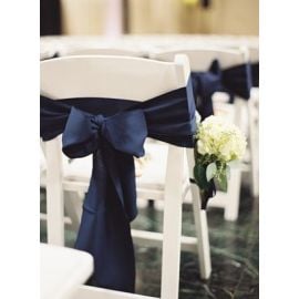 Noeud de chaise mariage en satin Bleu Marine