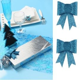 Noeud pailleté sur pince Turquoise