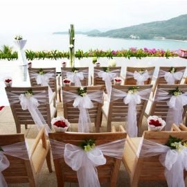 Noeud pour housse de chaise mariage en organza Blanc
