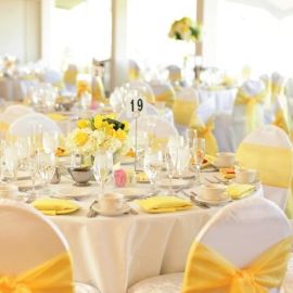 Noeud pour housse de chaise mariage en organza Jaune