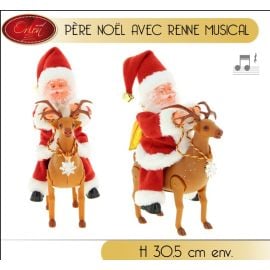 Père noel automate avec renne musical