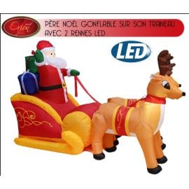 Père noel Gonflable sur Traineau