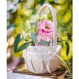 Panier mariage lin et dentelle