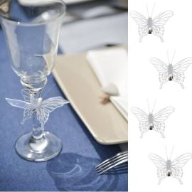 Papillon transparent sur clip Blanc