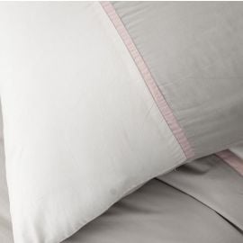 Housse de couette percale 220x240 cm Bicolore Zinc Chantilly Rose poudre