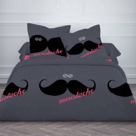 Parure housse de couette Moustache 220x240cm