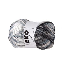 Pelote de laine Eko Fil Bleu Blanc Gris 