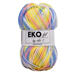 Pelote de laine Eko Fil  Jaune Rose Blanc