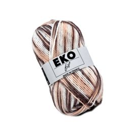 Pelote de laine Eko Fil Marron Blanc 