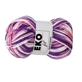 Pelote de laine Eko Fil Violet Rose Blanc