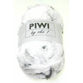 pelote de fil à tricoter velours chenille Piwi Gris et Blanc