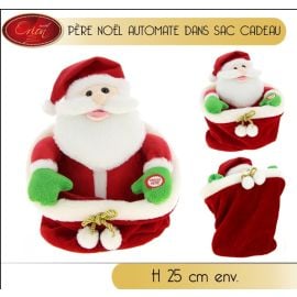 Pere noel automate dans sac cadeau musical