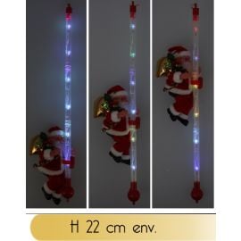 Pere noel automate grimpeur sur baton lumineux