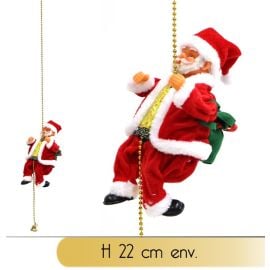 Pere noel automate grimpeur sur perle doré