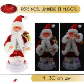 Pere noel automate lumineux et musical 30cm