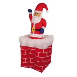 Pere Noel Gonflable Dans sa Cheminée lumineux exterieur