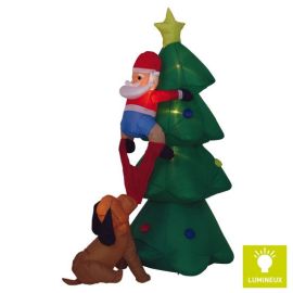 Pere Noel Gonflable Lumineux avec Sapin